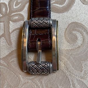 REVERSIBLE Leather Belt w/Silver&Gold Buckle
